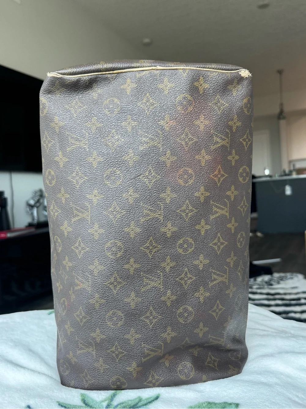 Louis Vuitton Monogram Canvas Satchel in Brown with Tan Trim